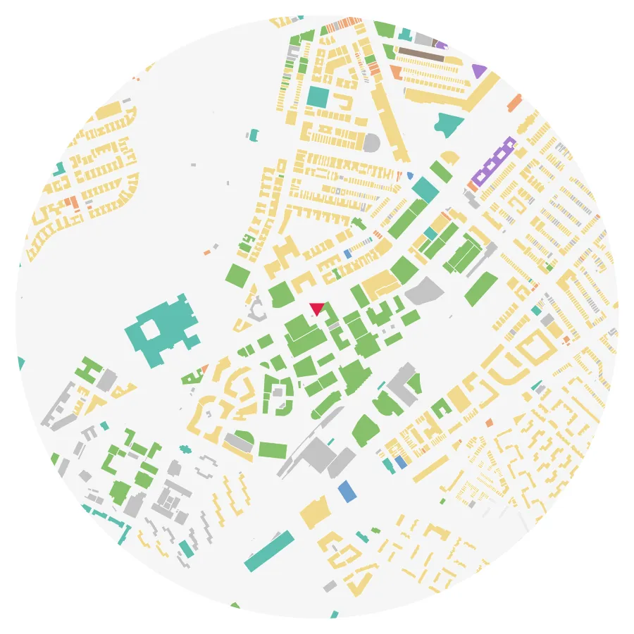 Land use diagram, Northeastern University, Fenway, Boston, ½-mile radius