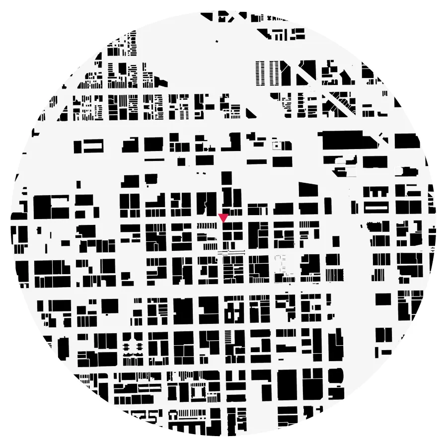 Figure-ground diagram, Fulton Market, West Loop, Chicago, ½-mile radius