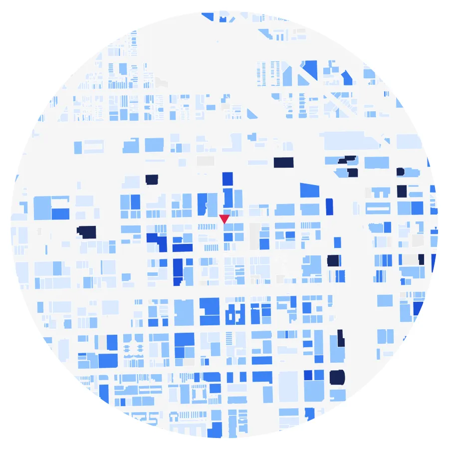 Building height diagram, Fulton Market, West Loop, Chicago, ½-mile radius