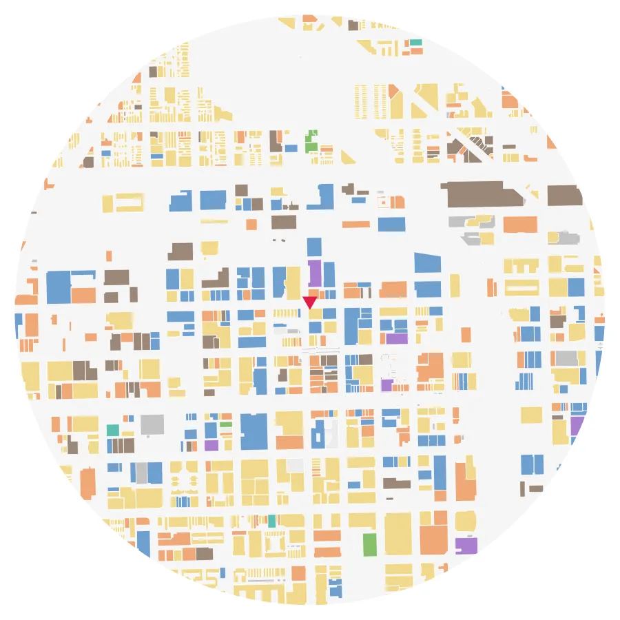 Land use diagram, Fulton Market, West Loop, Chicago, ½-mile radius