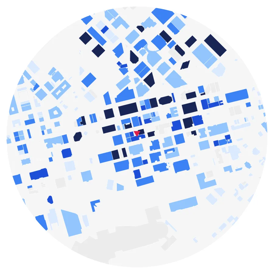 Building height diagram, Downtown Dallas, Dallas, ½-mile radius