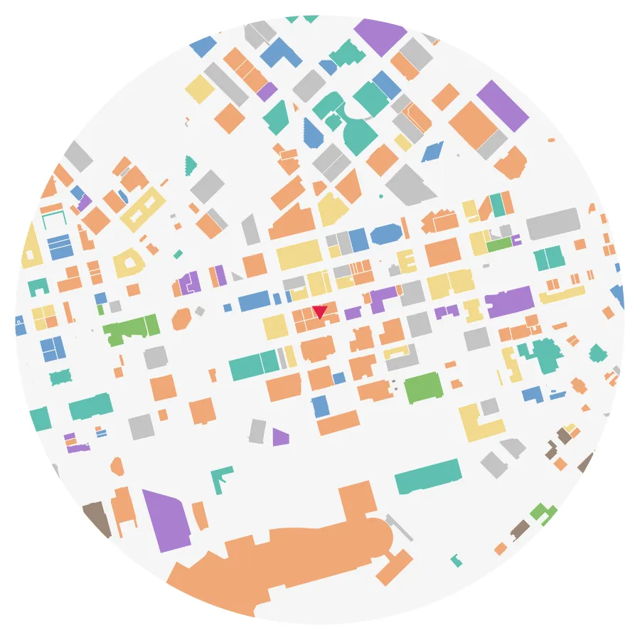 Land use diagram, Downtown Dallas, Dallas, ½-mile radius