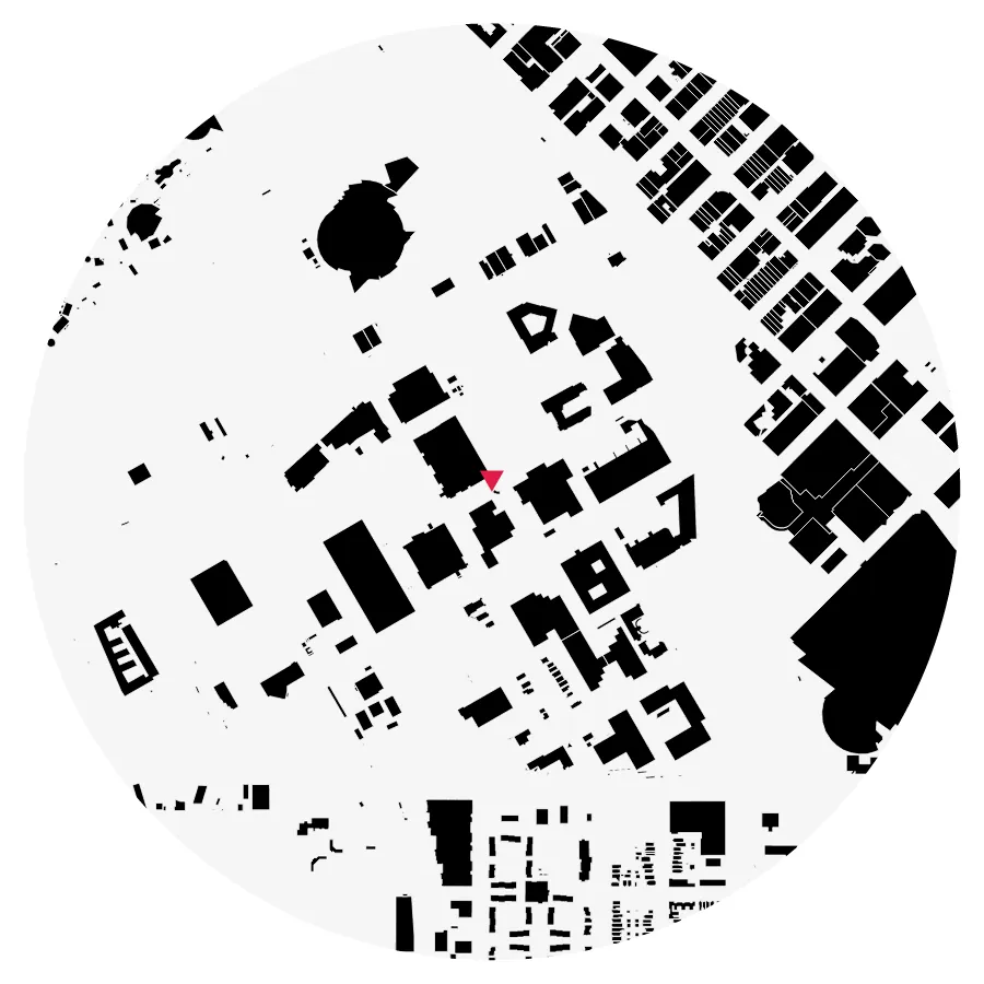Figure-ground diagram, Auraria Campus (CU Denver), Denver, ½-mile radius