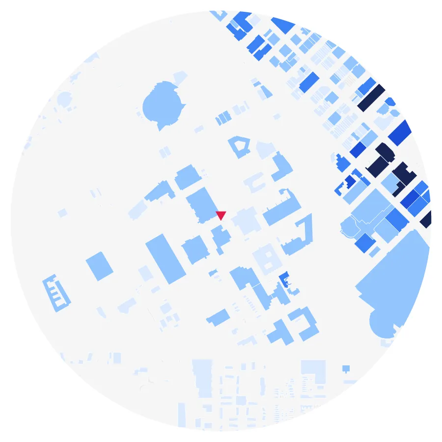 Building height diagram, Auraria Campus (CU Denver), Denver, ½-mile radius