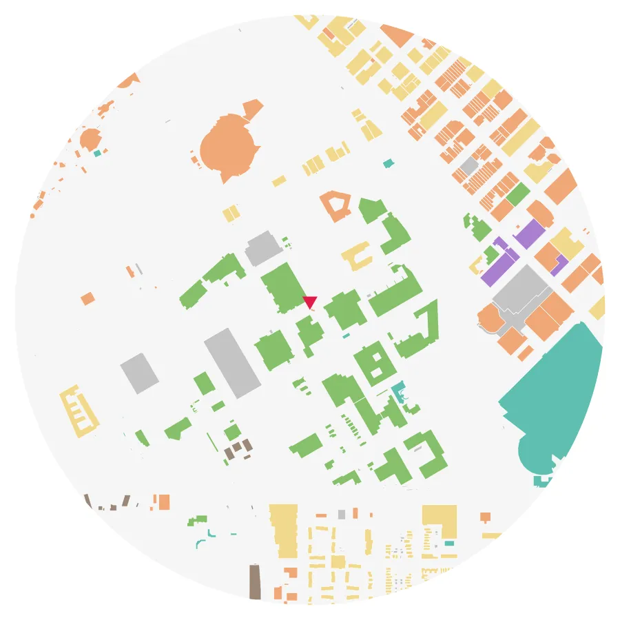 Land use diagram, Auraria Campus (CU Denver), Denver, ½-mile radius