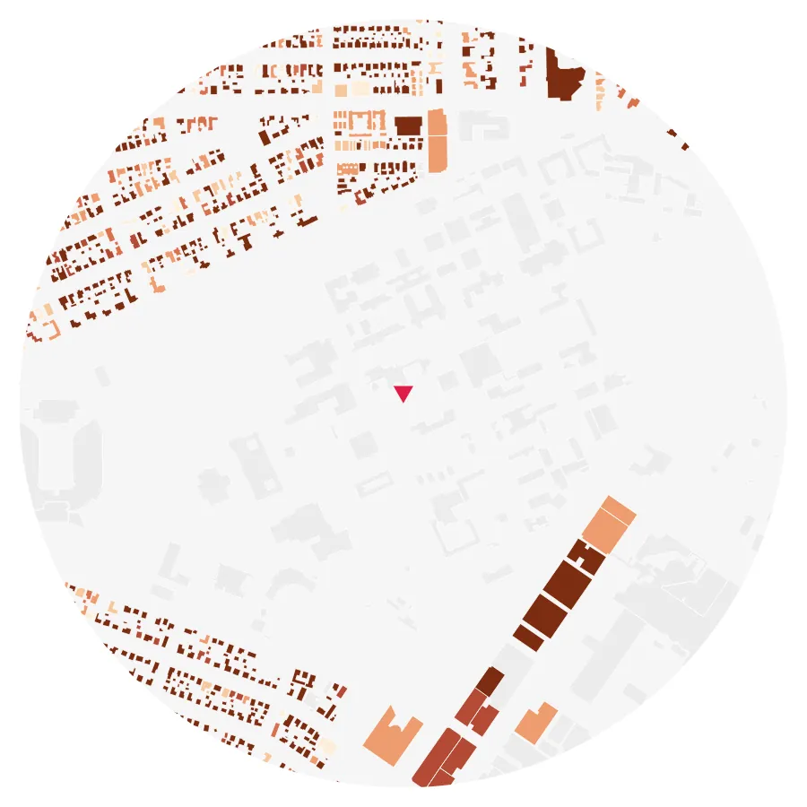 Building age diagram, Rice University, Houston, ½-mile radius
