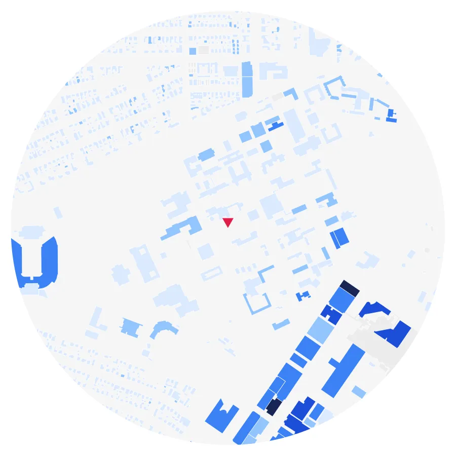 Building height diagram, Rice University, Houston, ½-mile radius