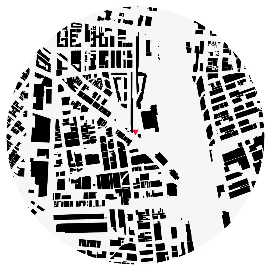 Figure-ground diagram, SCI-Arc, Arts District, Los Angeles, ½-mile radius