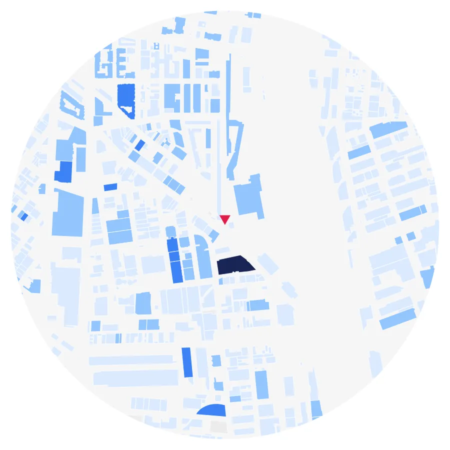 Building height diagram, SCI-Arc, Arts District, Los Angeles, ½-mile radius
