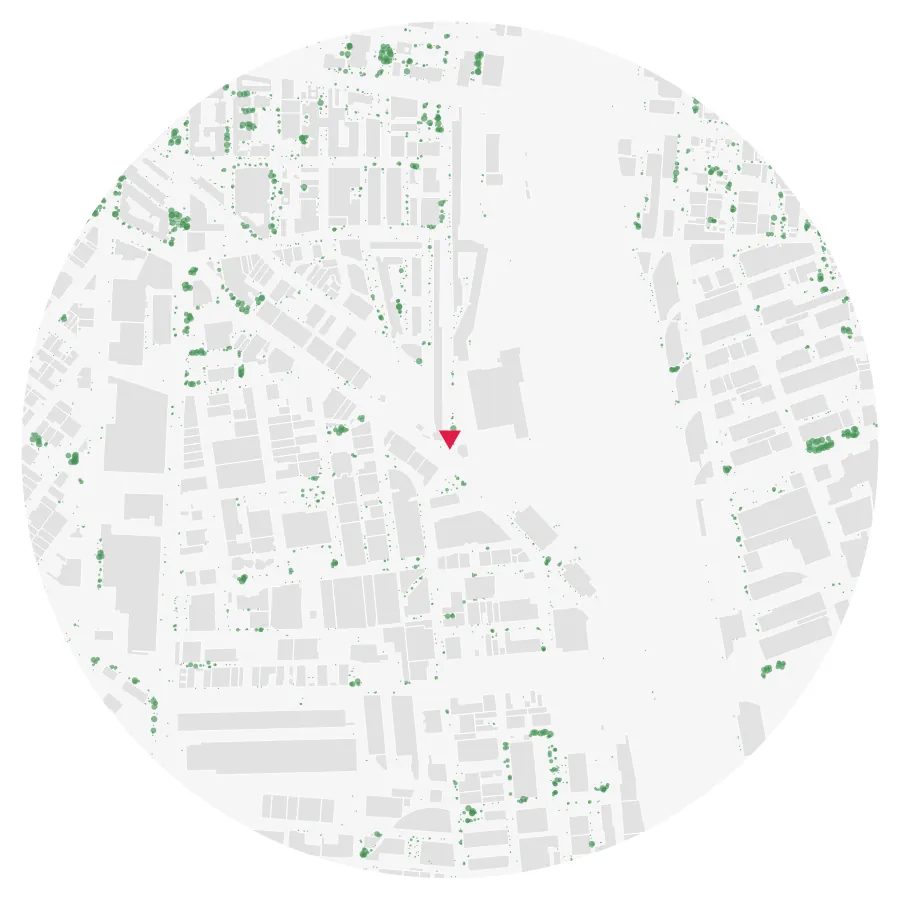 Tree canopy diagram, SCI-Arc, Arts District, Los Angeles, ½-mile radius