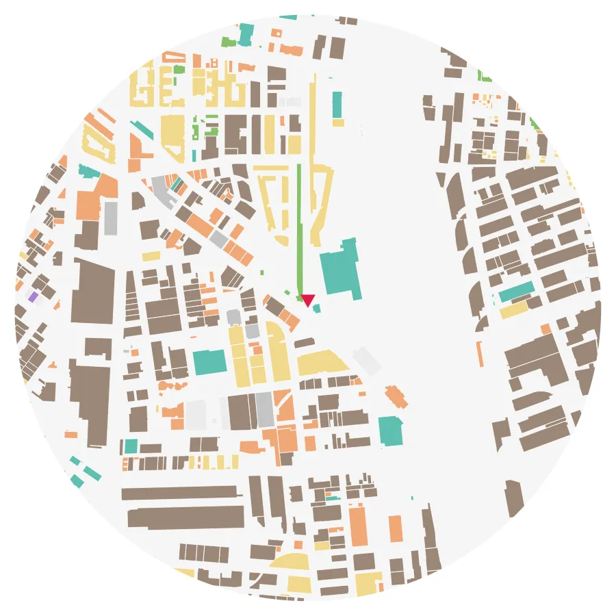Land use diagram, SCI-Arc, Arts District, Los Angeles, ½-mile radius