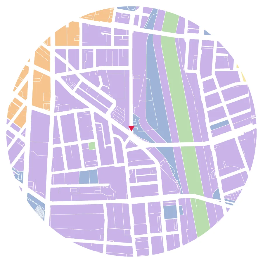 Zoning diagram, SCI-Arc, Arts District, Los Angeles, ½-mile radius