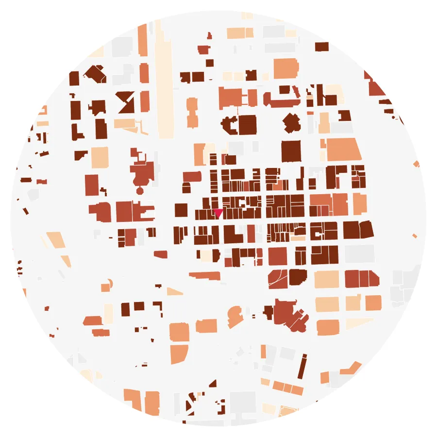 Building age diagram, Downtown Miami, Miami, ½-mile radius