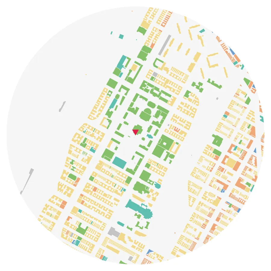 Land use diagram, Columbia University, Morningside Heights, New York City, ½-mile radius