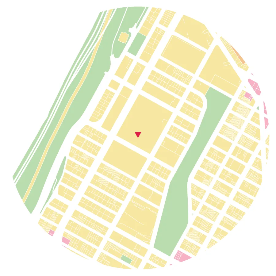 Zoning diagram, Columbia University, Morningside Heights, New York City, ½-mile radius