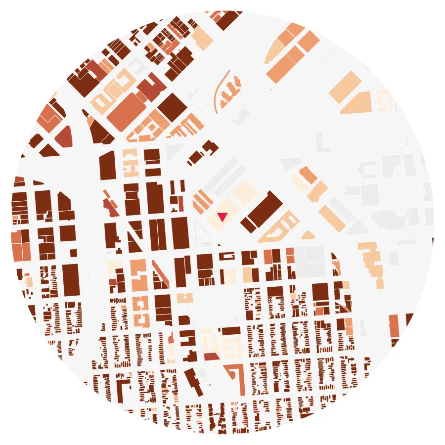 Building age diagram, California College of the Arts, Mission Bay, San Francisco, ½-mile radius