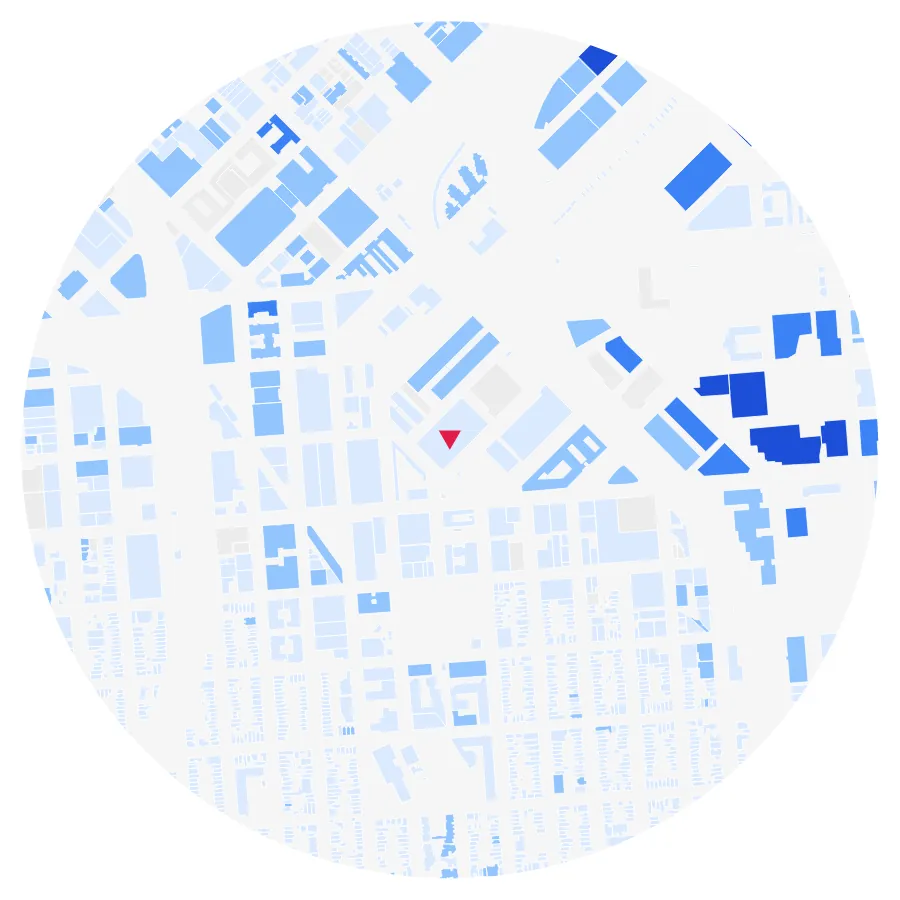 Building height diagram, California College of the Arts, Mission Bay, San Francisco, ½-mile radius