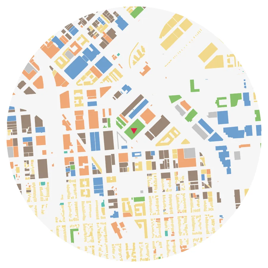 Land use diagram, California College of the Arts, Mission Bay, San Francisco, ½-mile radius