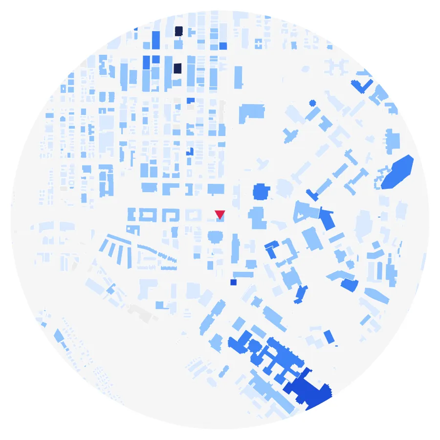 Building height diagram, University of Washington, Seattle, ½-mile radius