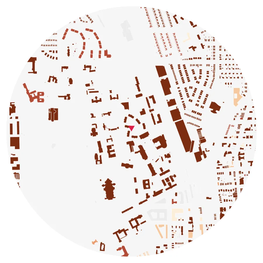 Building age diagram, Catholic University of America, Brookland, Washington, DC, ½-mile radius