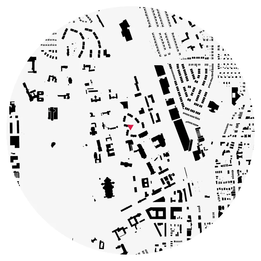 Figure-ground diagram, Catholic University of America, Brookland, Washington, DC, ½-mile radius