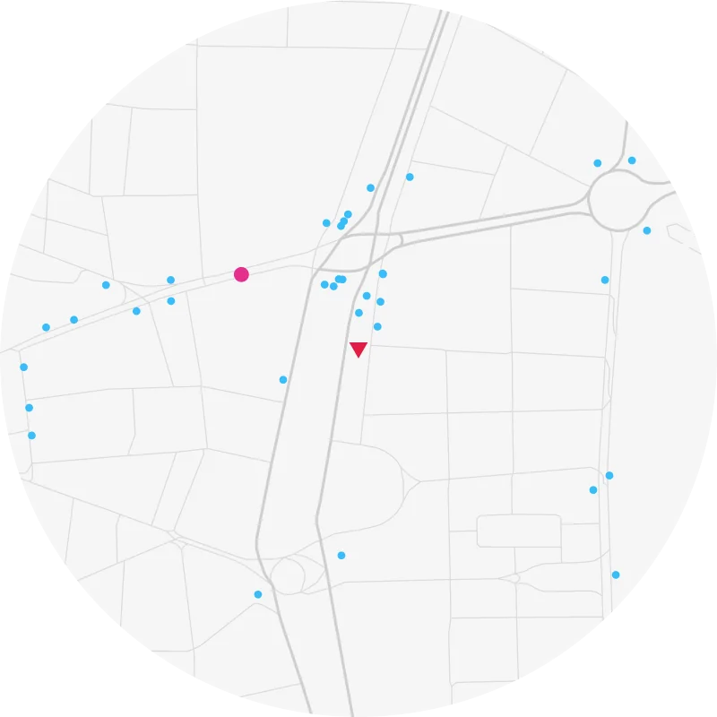 Diagrama de transporte público en un radio de 500 m del Paseo del Prado, Madrid (estación y paradas de autobús)