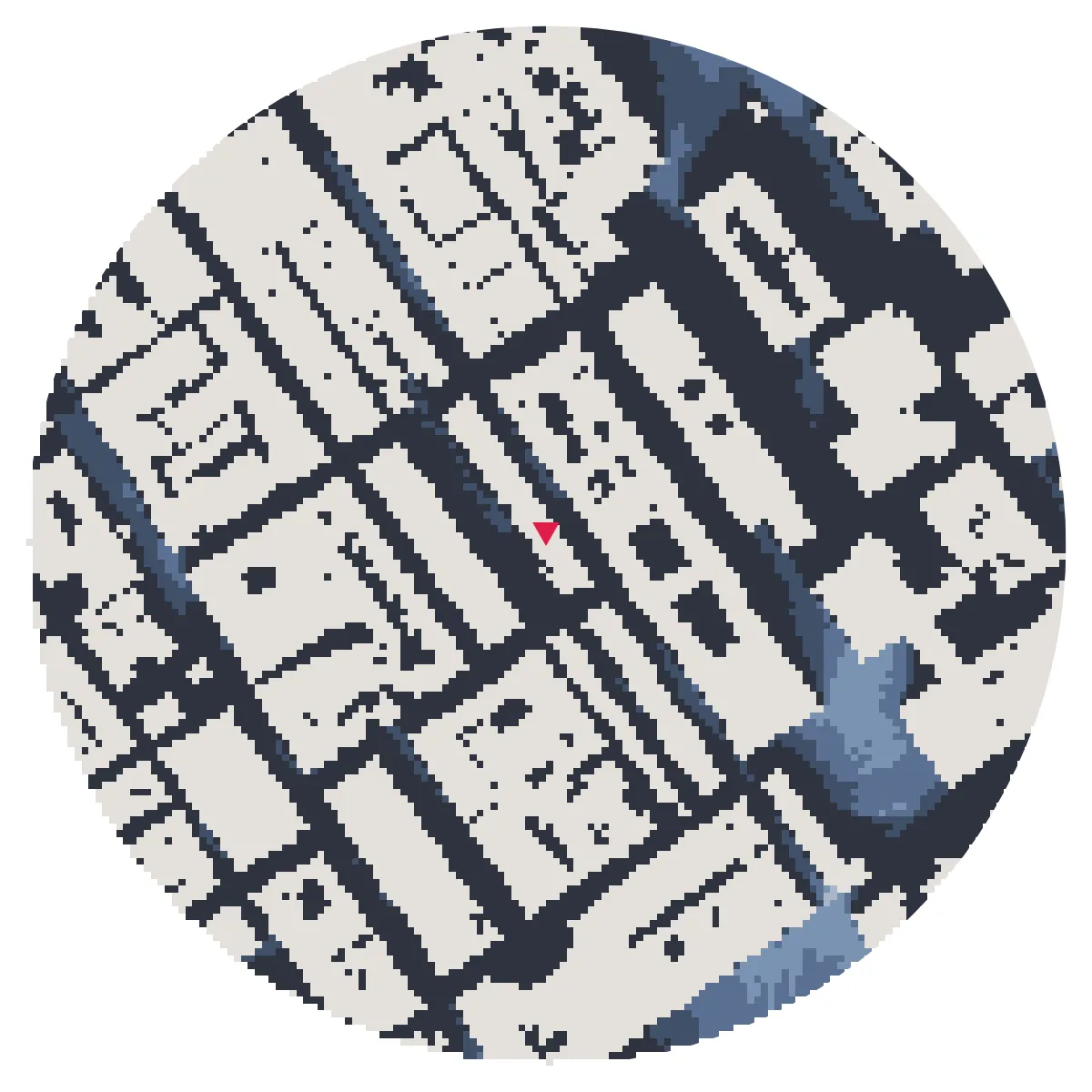 SUN HOURS plate, Bloomsbury, London, 300 m radius, winter solstice