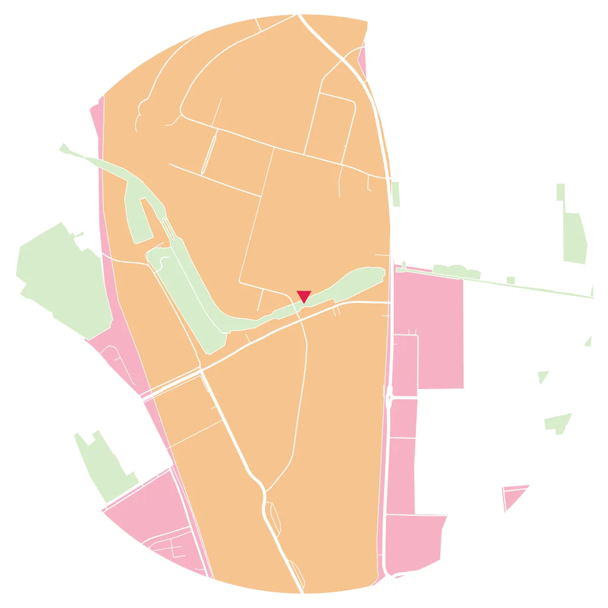 ZONING plate at King's Cross, London, 500 m radius: Opportunity Area in orange, Central Activities Zone in pink